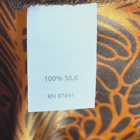 J. Jill Silk Leaf Print Box Pleat Flowy Midi Skirt Brown Orange Women 8 NWT - Picture 9 of 9